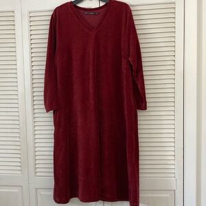 Gudrun Sjoden dark red velour dress, XL